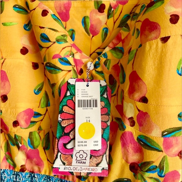 FARM RIO 🍌 Anthropologie Tropical Anjou Cashew Yellow Layered Maxi Dress NWT - Picture 16 of 17
